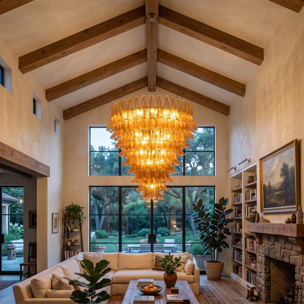 Camellia Glass Petal Chandelier
