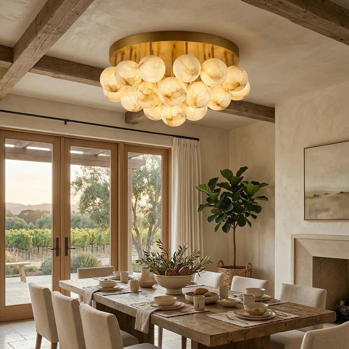 Clustered Aurelia Alabaster Globe Ceiling Light