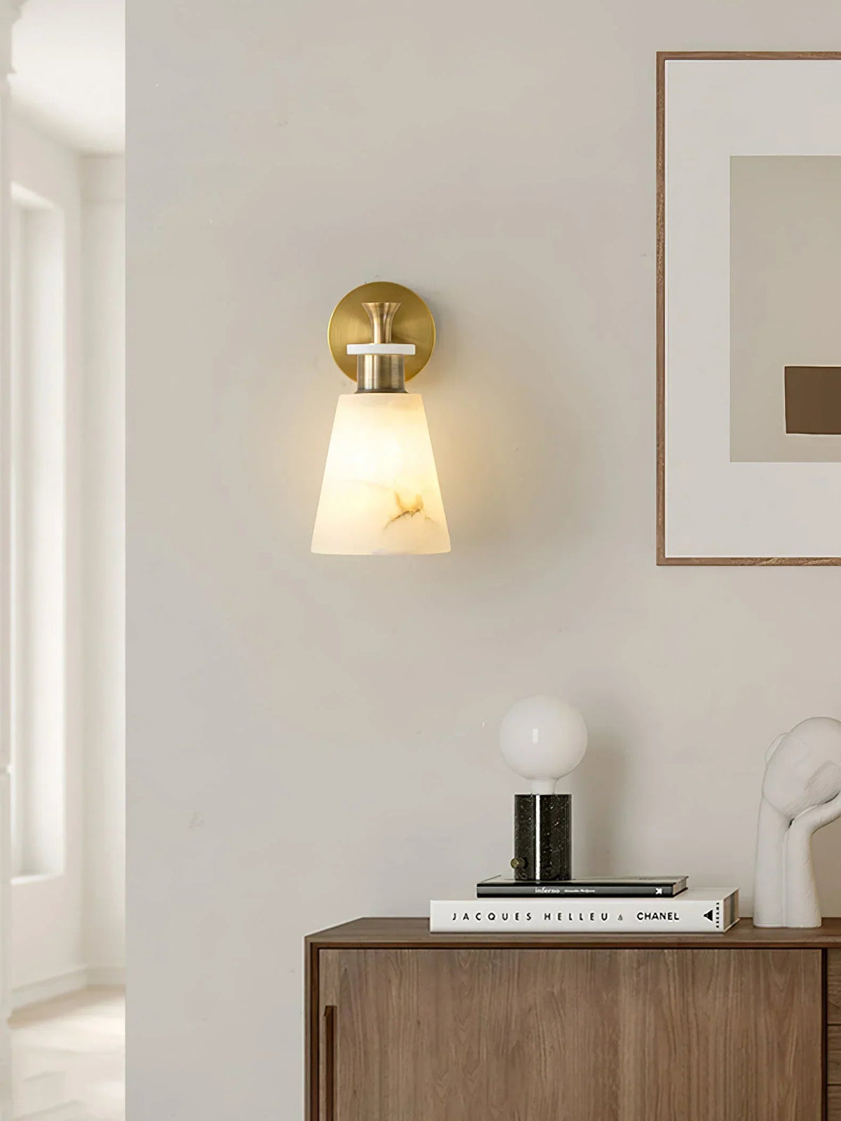 Conical Tapered Alabaster Wall Sconce