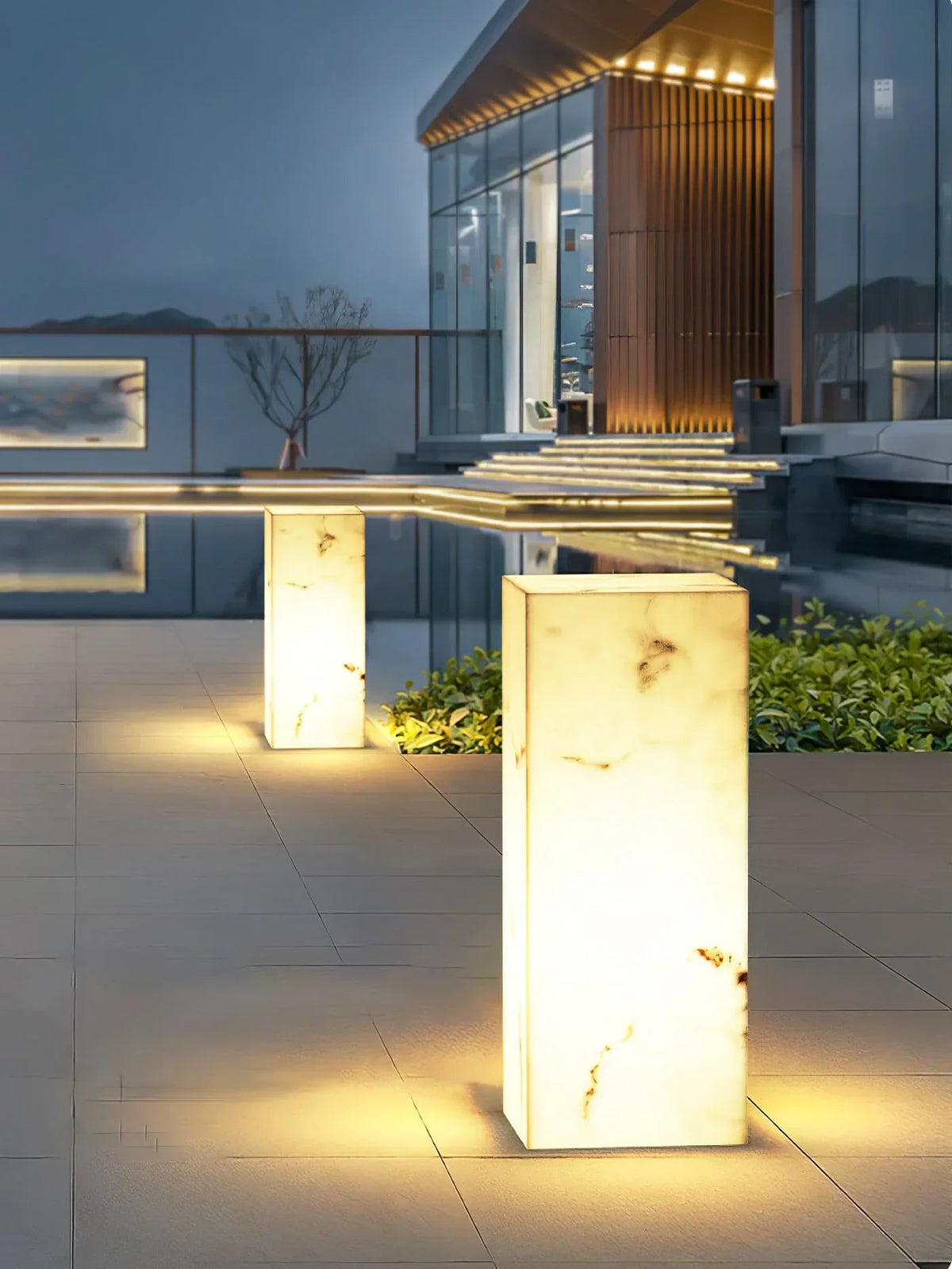 Cube Imitation Marble Landing Outdoor Light