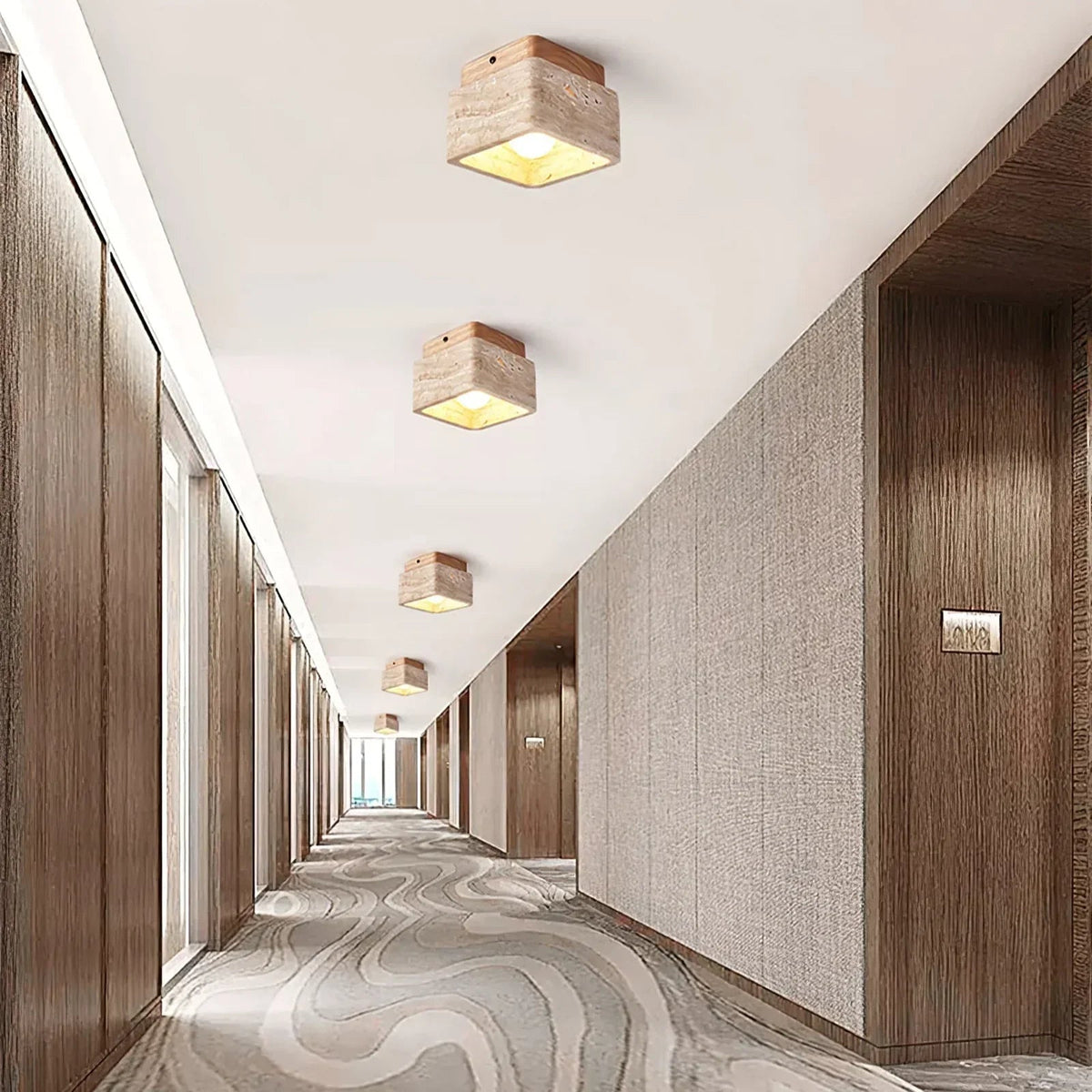 Cube Terra Block Travertine Ceiling Light