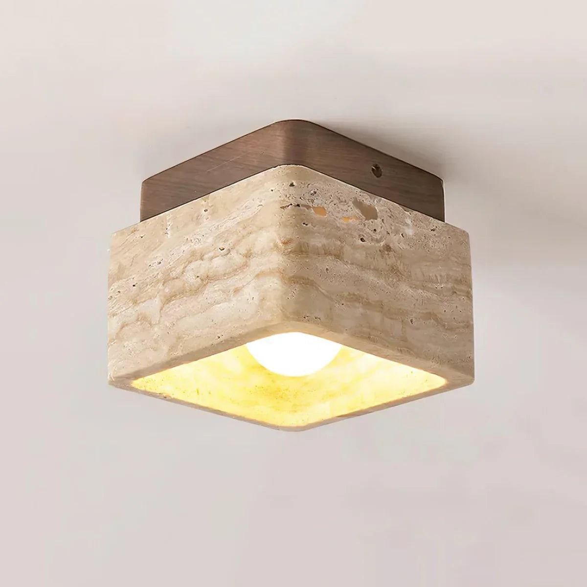 Cube Terra Block Travertine Ceiling Light