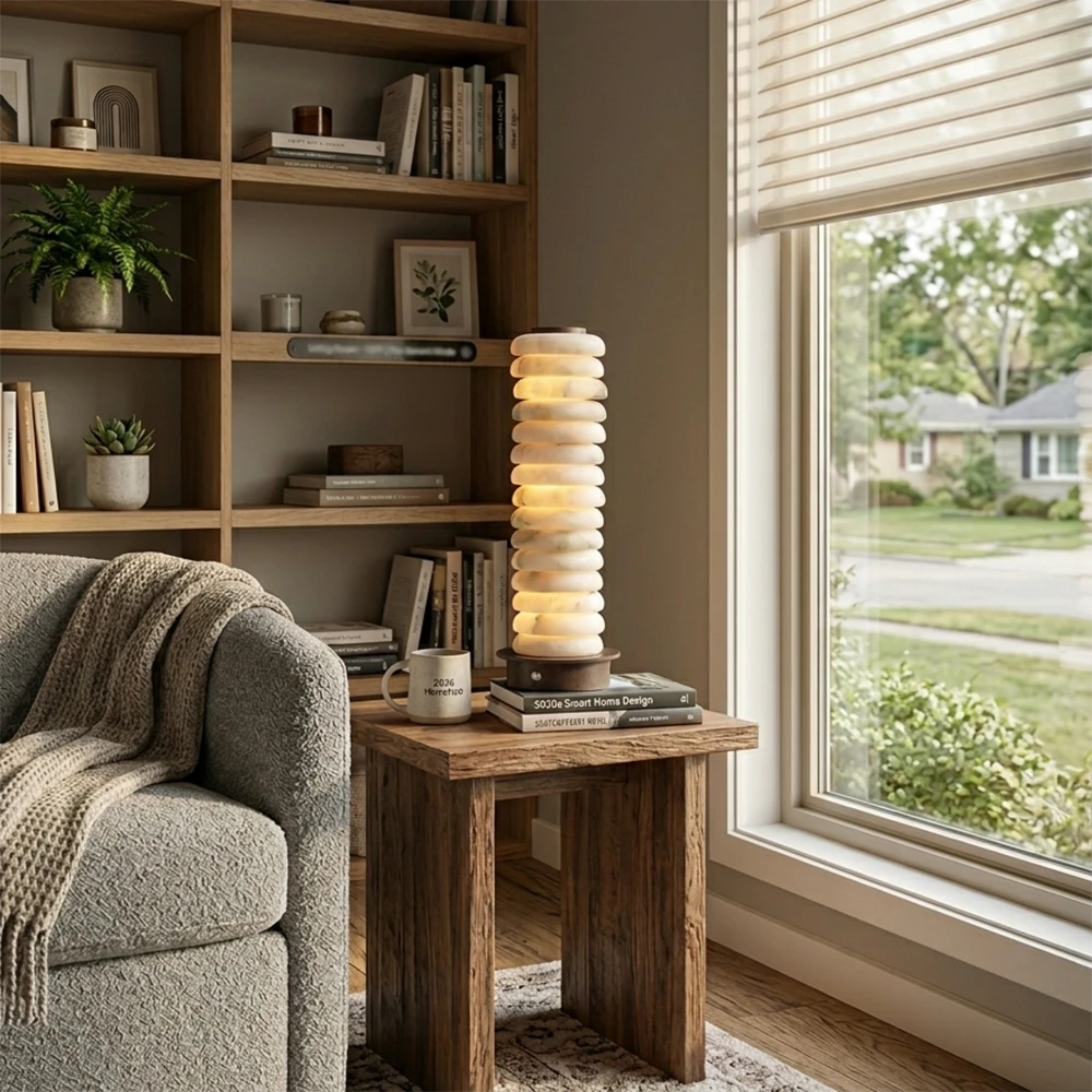 Cylinder Calla Alabaster Stacking Table Lamp