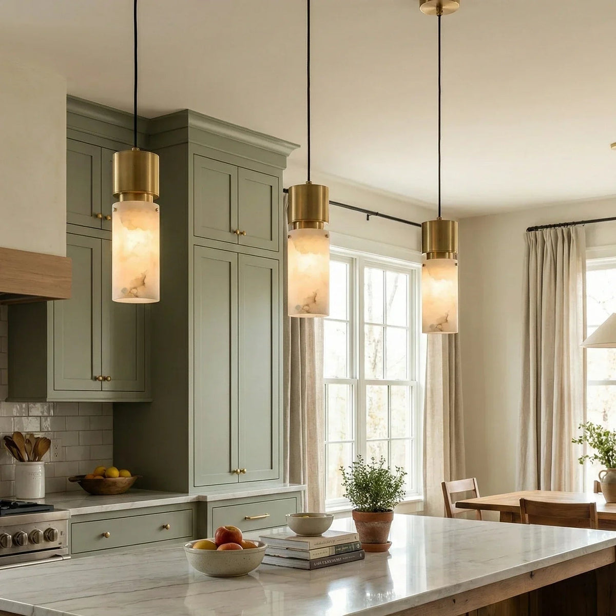 Cylindrical Alabaster Pendant lamp
