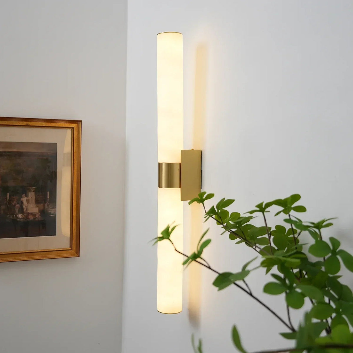 Cylindrical Alabaster Line Wall Light