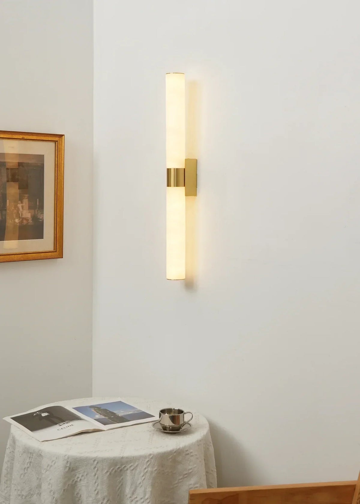 Cylindrical Alabaster Line Wall Light