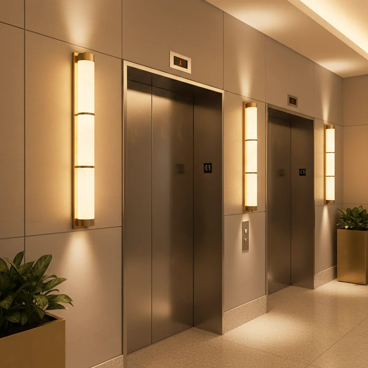 Cylindra Alabaster Brass Wall Light