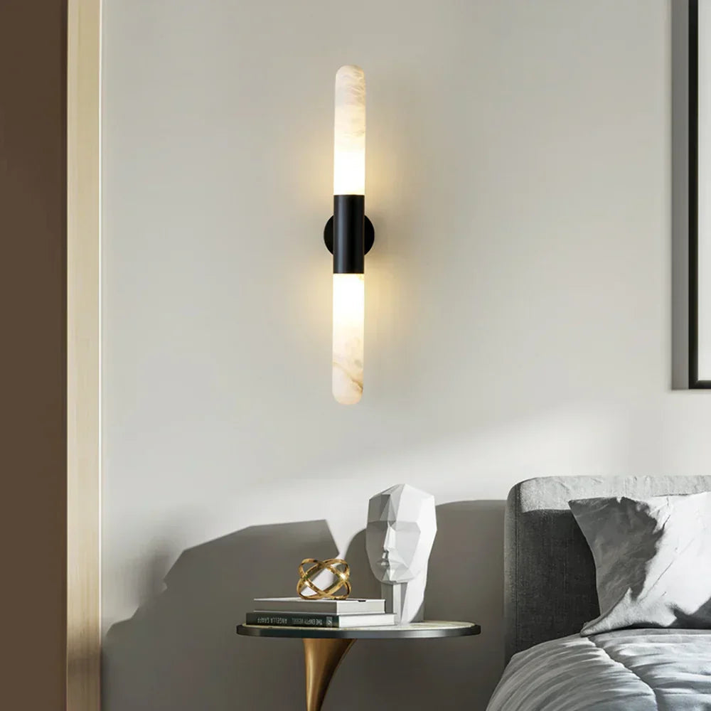 Cylindrical Alabaster Slim Wall Lamp