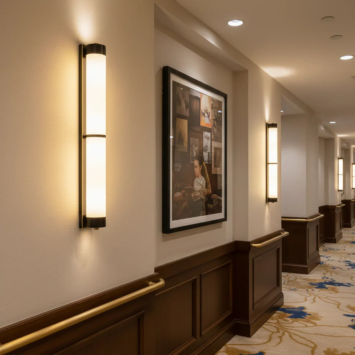 Cylindra Alabaster Brass Wall Light