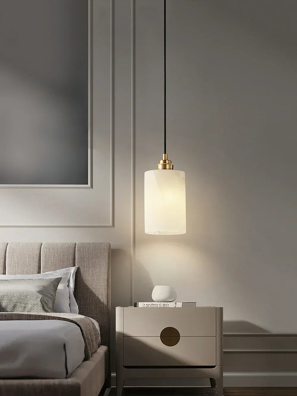 Cylindrical Alabaster Pendant Light