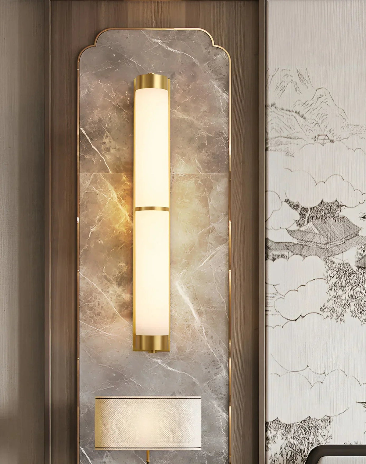 Cylindra Alabaster Brass Wall Light