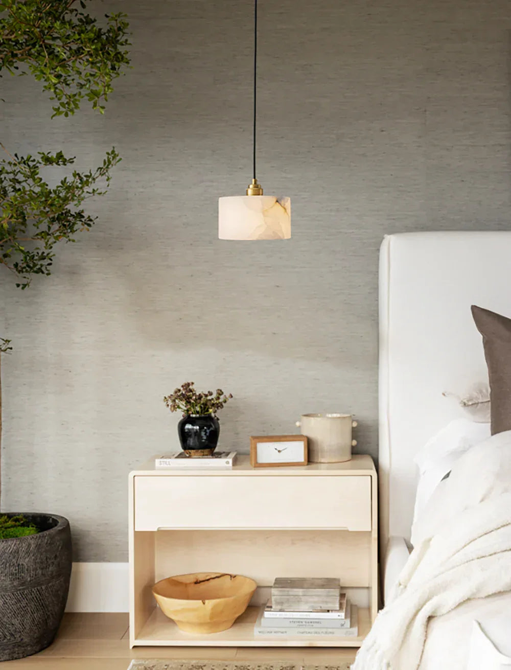 Cylindrical Alabaster Pendant Light
