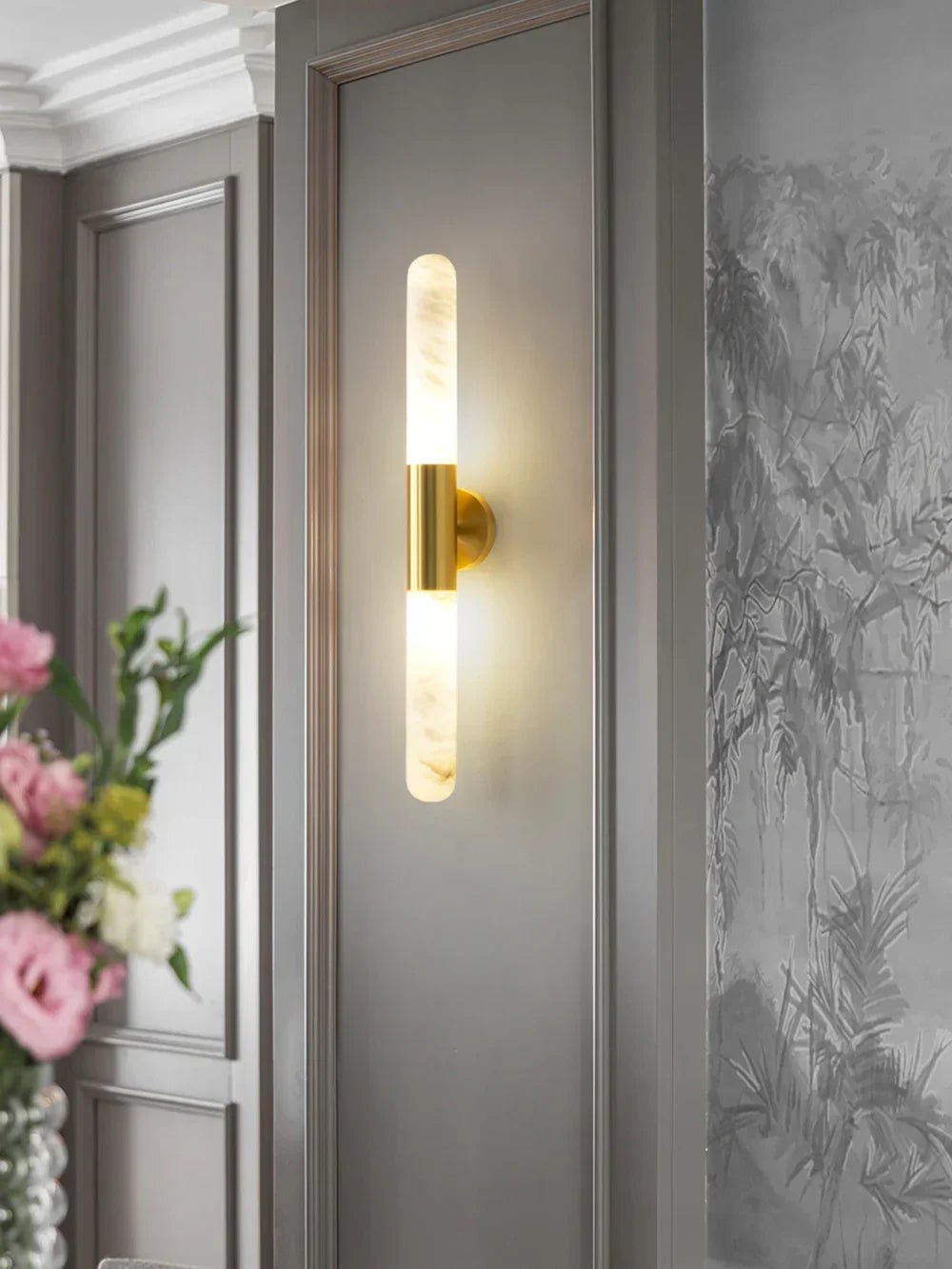 Cylindrical Alabaster Slim Wall Lamp