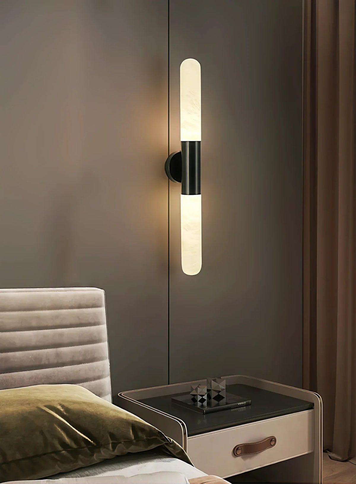 Cylindrical Alabaster Slim Wall Lamp
