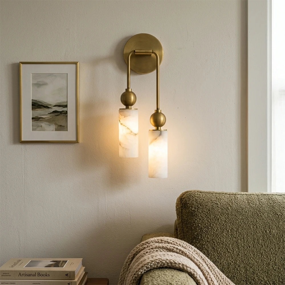 Cylindrical Harlin Alabaster Wall Lamp
