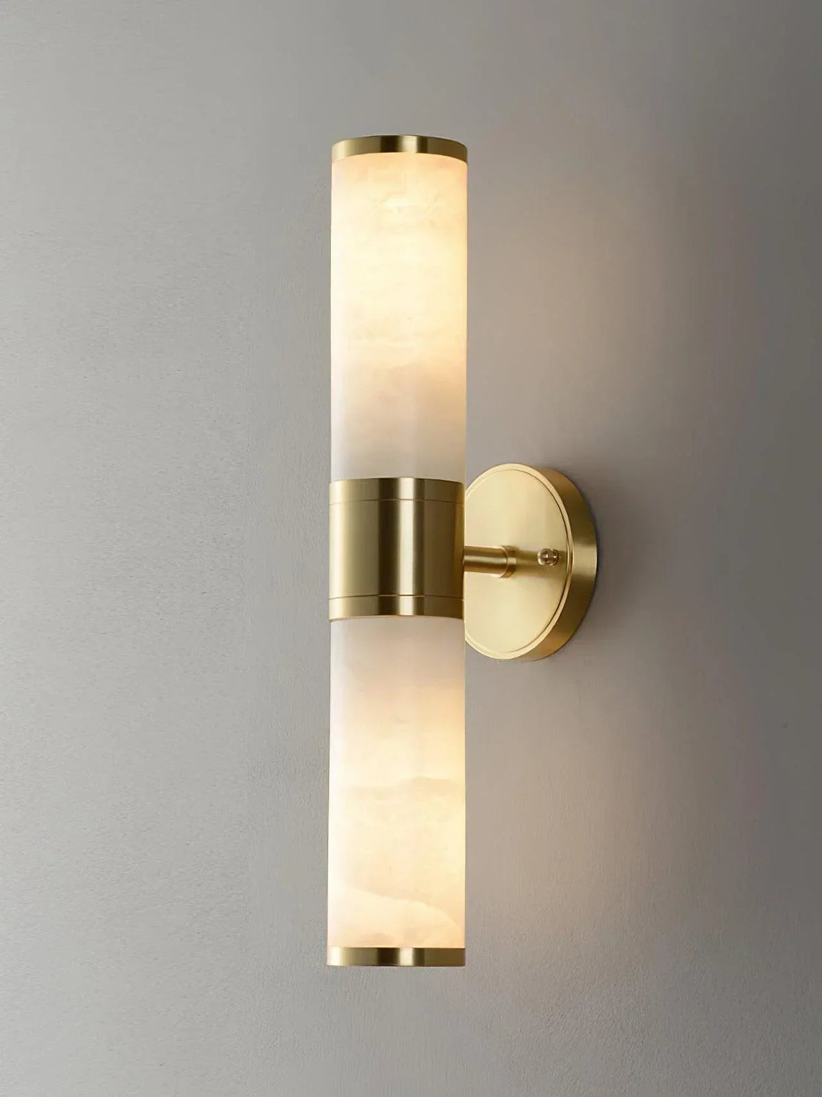 Cylindrical Lampatron Alabaster Wall Lamp
