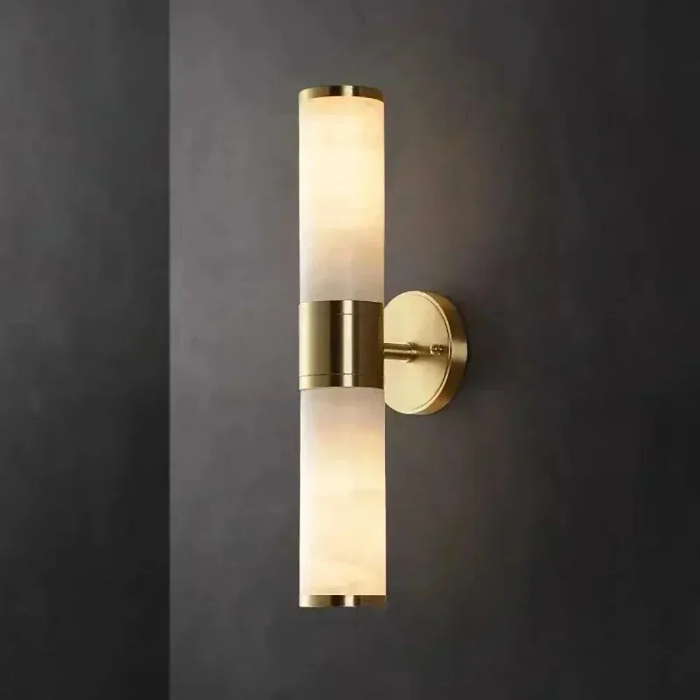 Cylindrical Lampatron Alabaster Wall Lamp