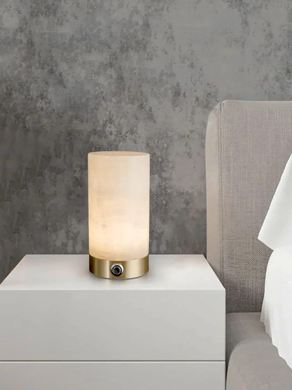 Cylindrical Totem Alabaster Table Lamp