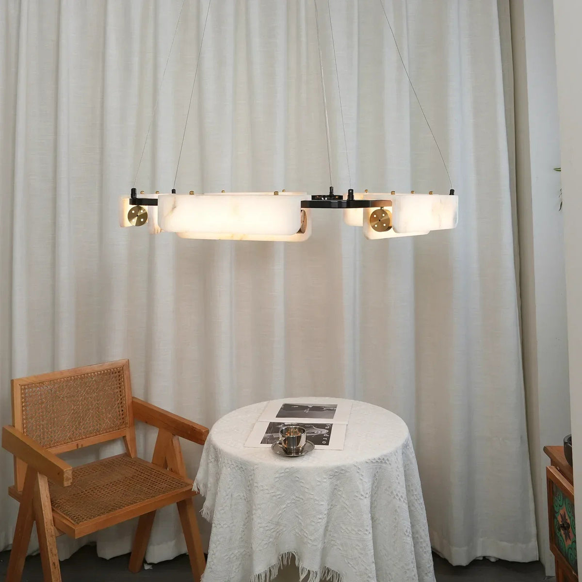 Delia Rectangular Alabaster Chandelier