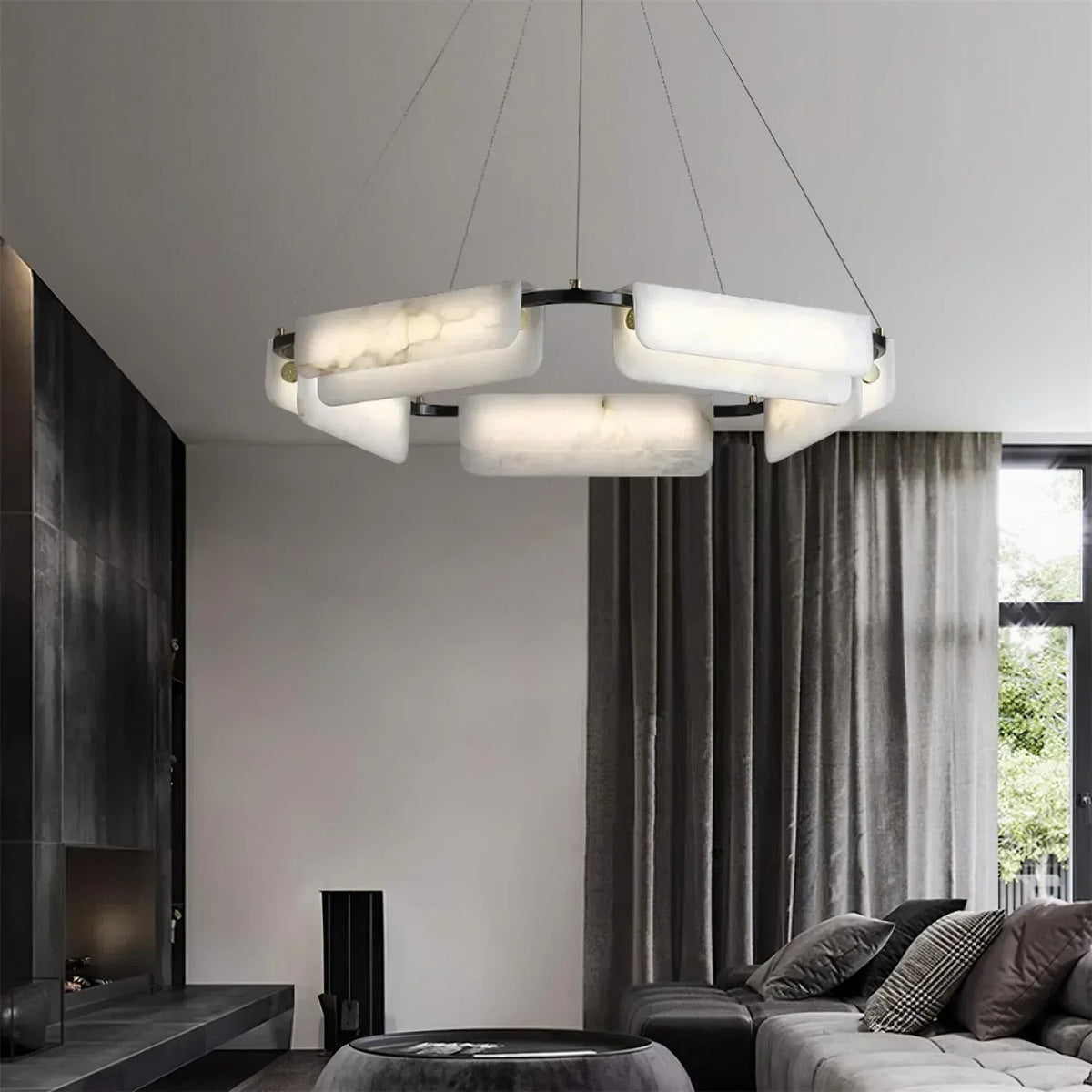 Delia Rectangular Alabaster Chandelier