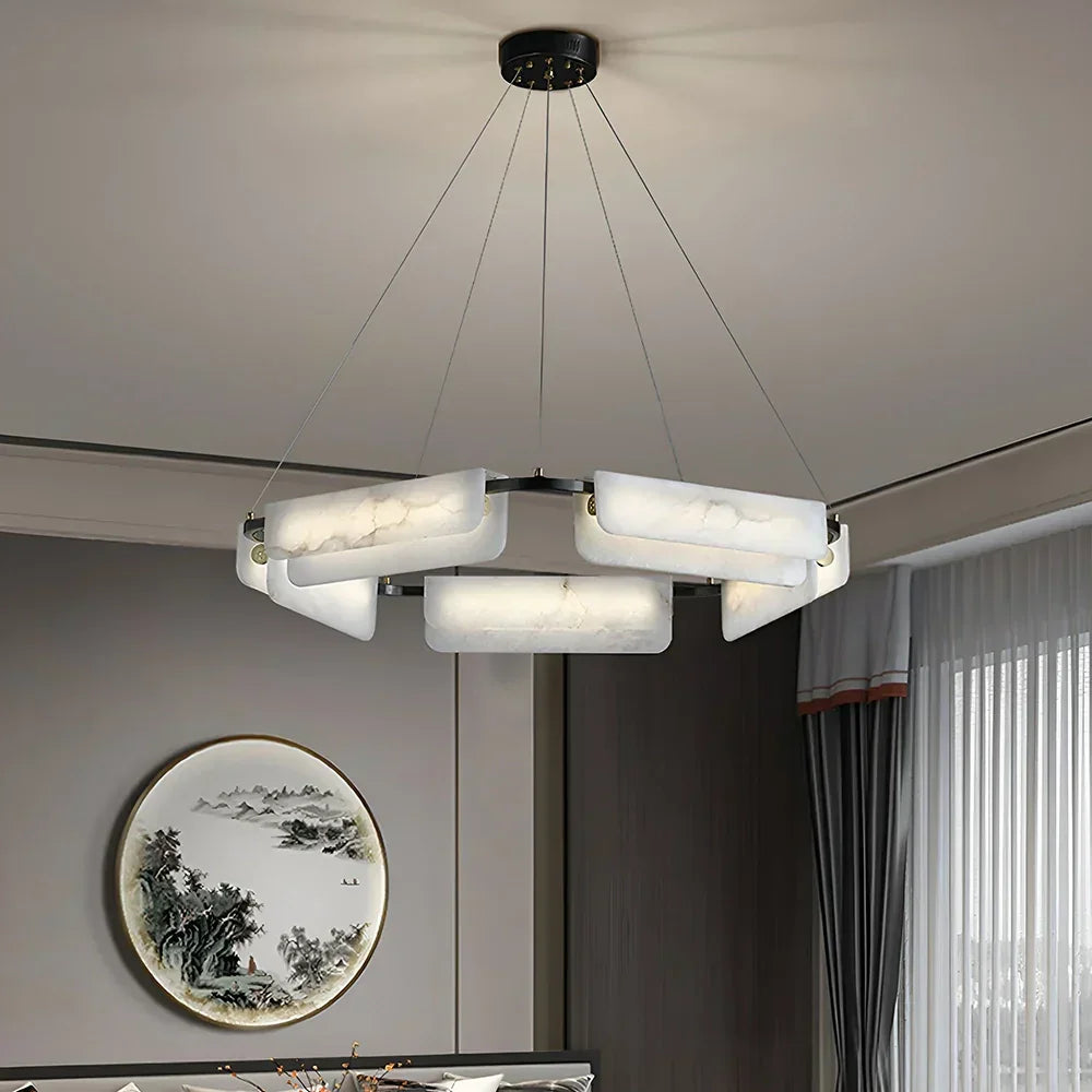 Delia Rectangular Alabaster Chandelier
