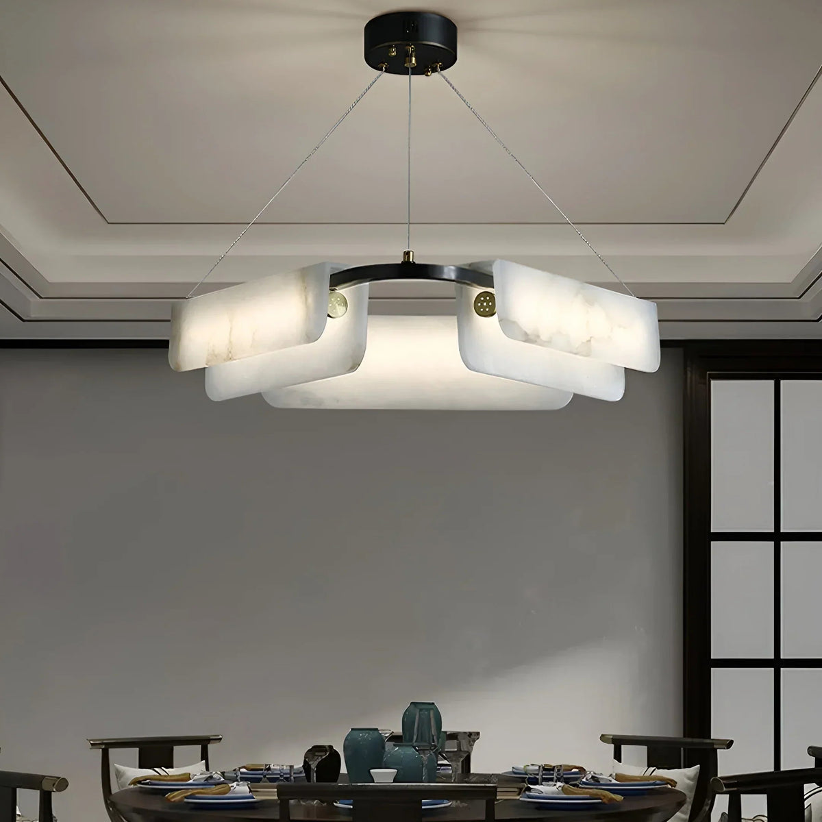 Delia Rectangular Alabaster Chandelier
