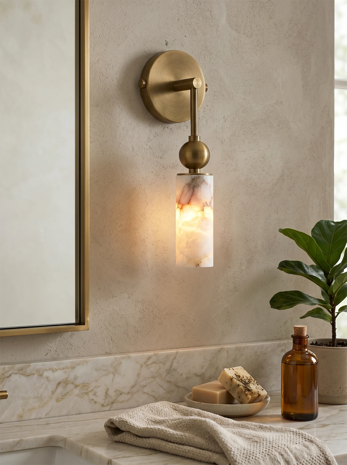 Cylindrical Harlin Alabaster Wall Lamp