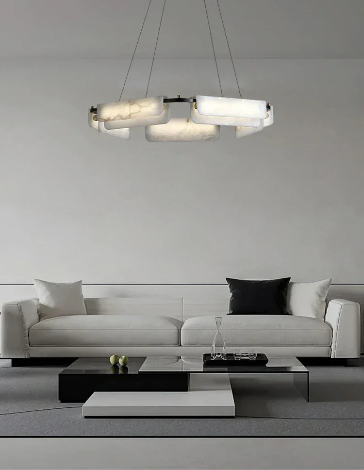 Delia Rectangular Alabaster Chandelier