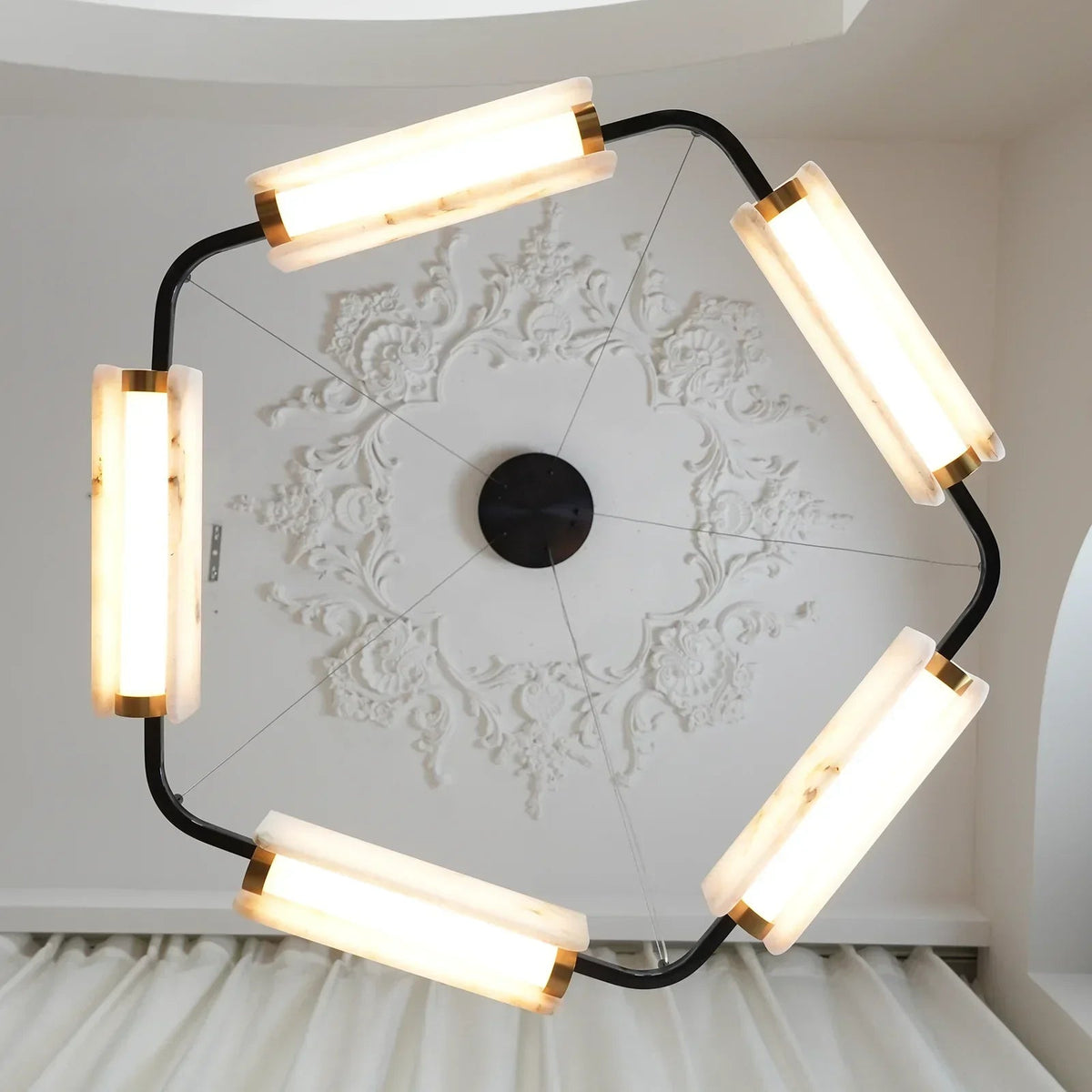 Delia Rectangular Alabaster Chandelier