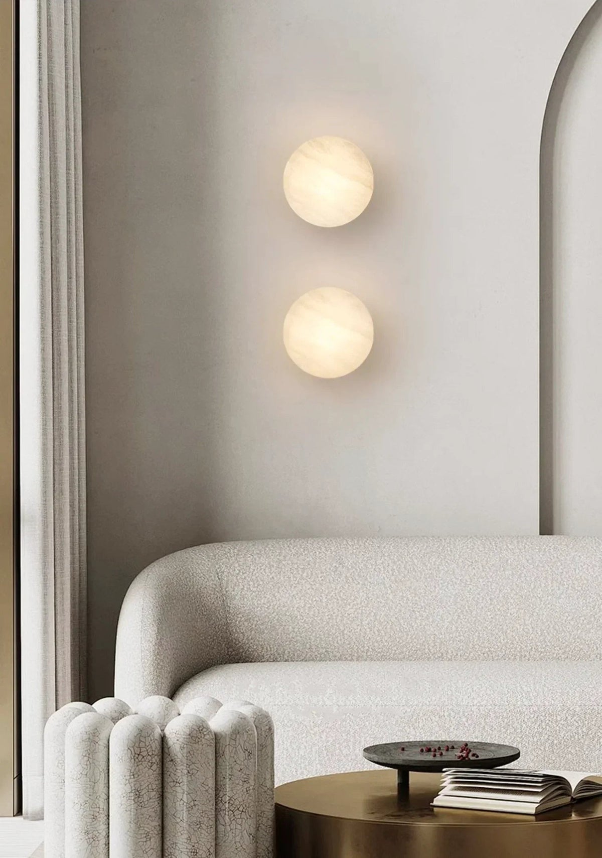 Domino A Cylindrical Alabaster Wall Light