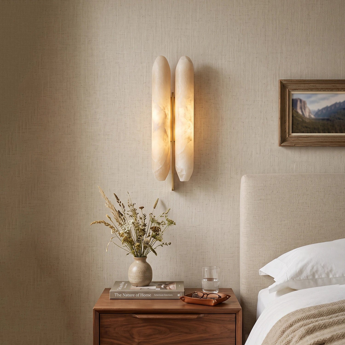 Double Husk Alabaster Wall Sconce