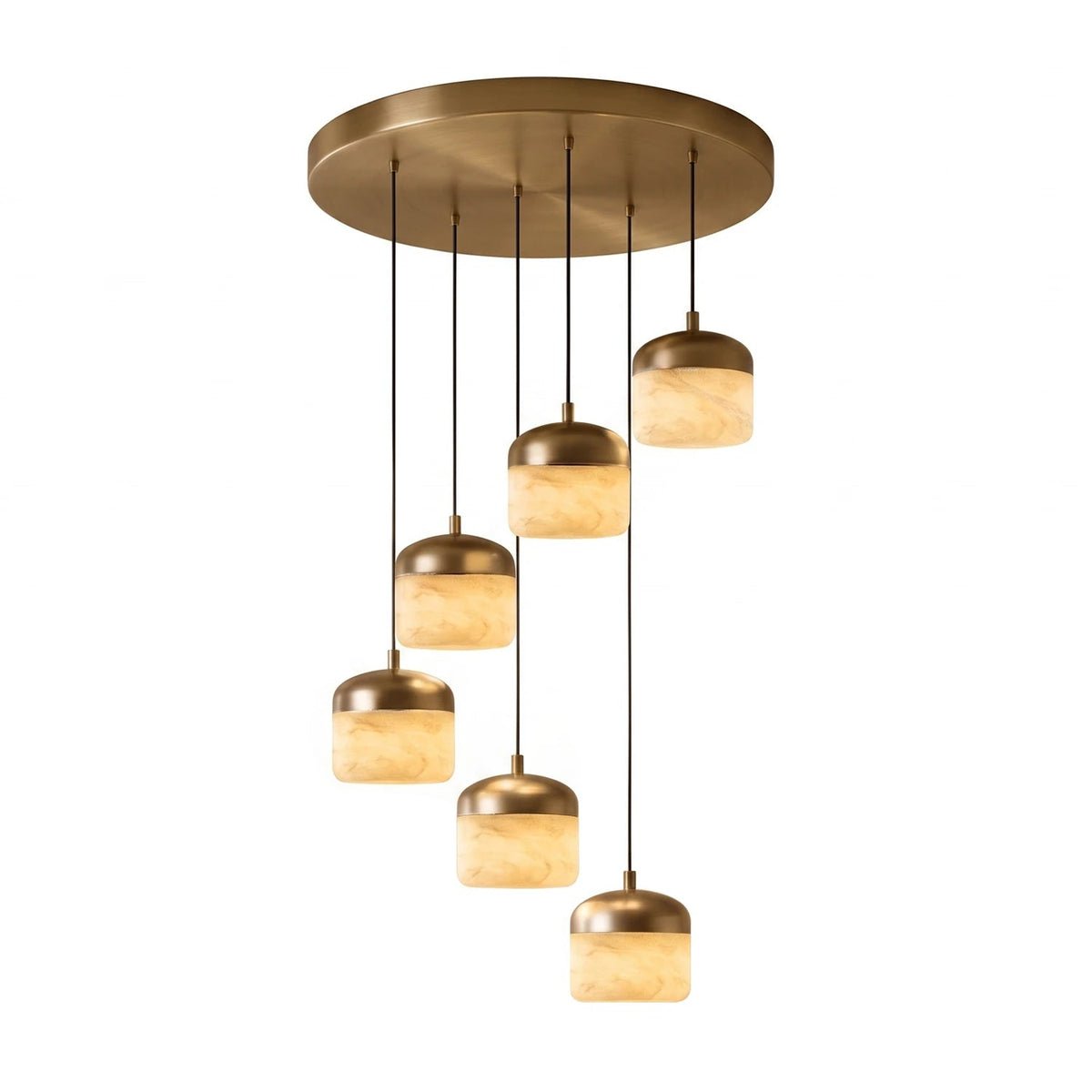 Elin Capped Alabaster Drum Pendant Light