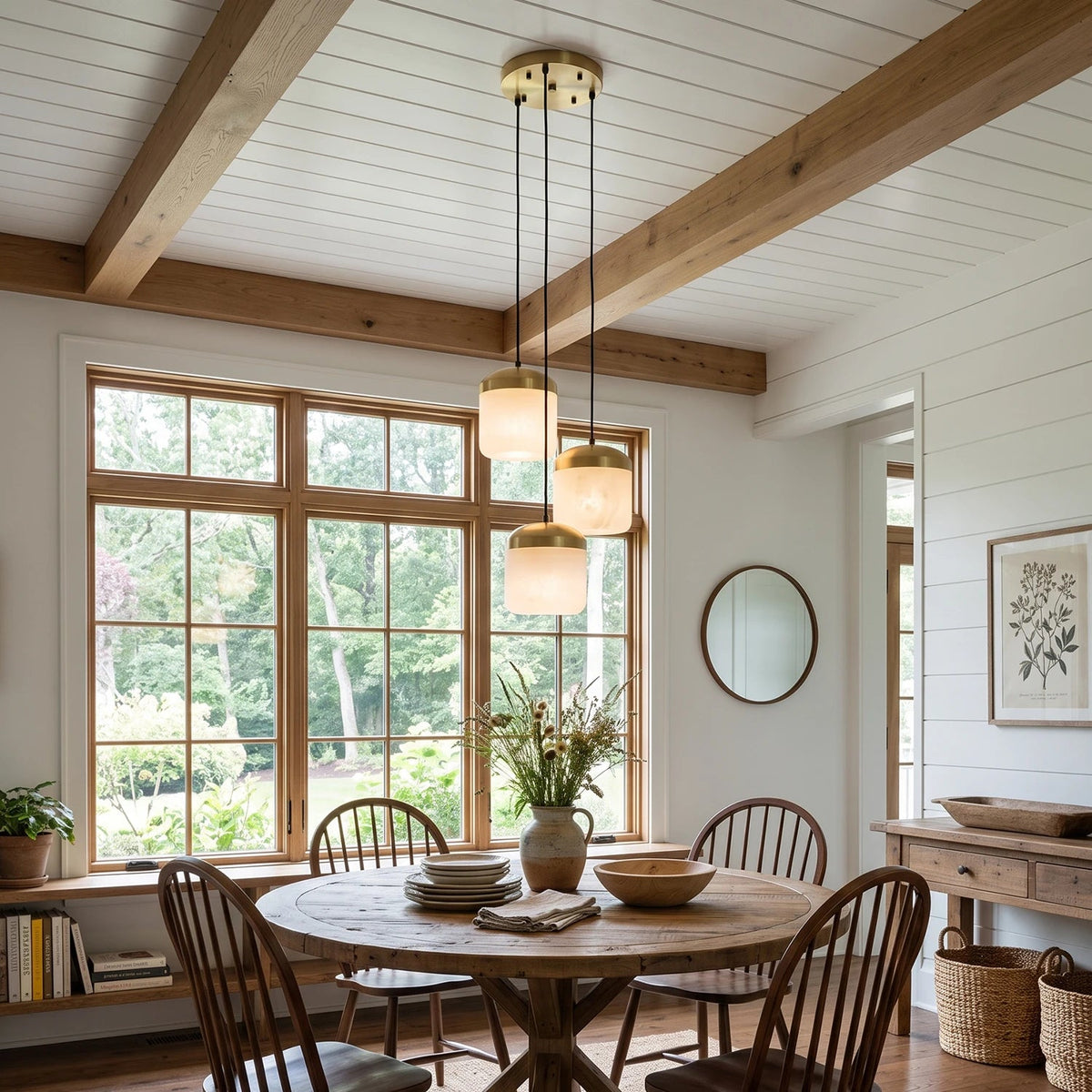 Elin Capped Alabaster Drum Pendant Light