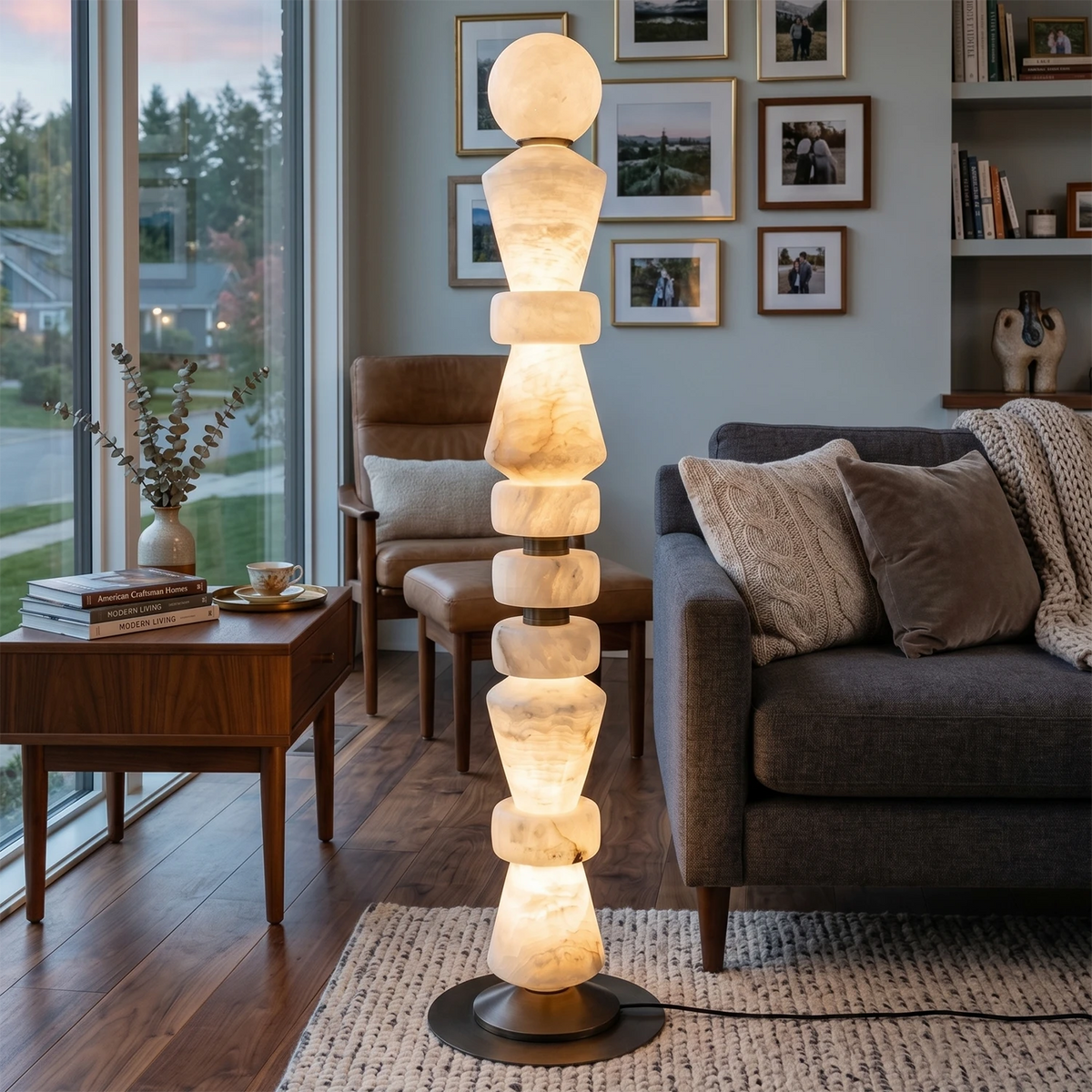 Geometric Alabaster Sculptural Floor Lamp