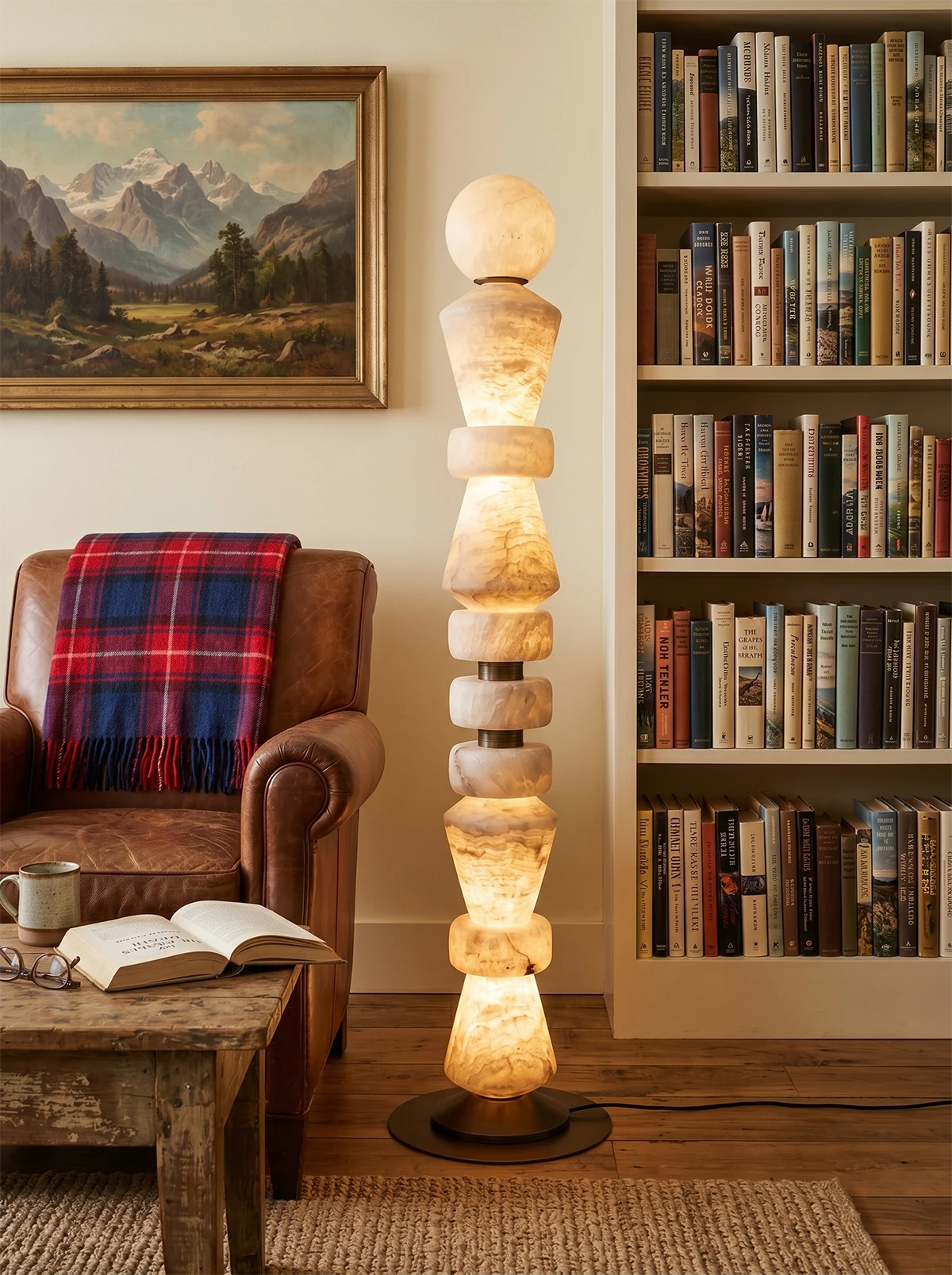 Geometric Alabaster Sculptural Floor Lamp