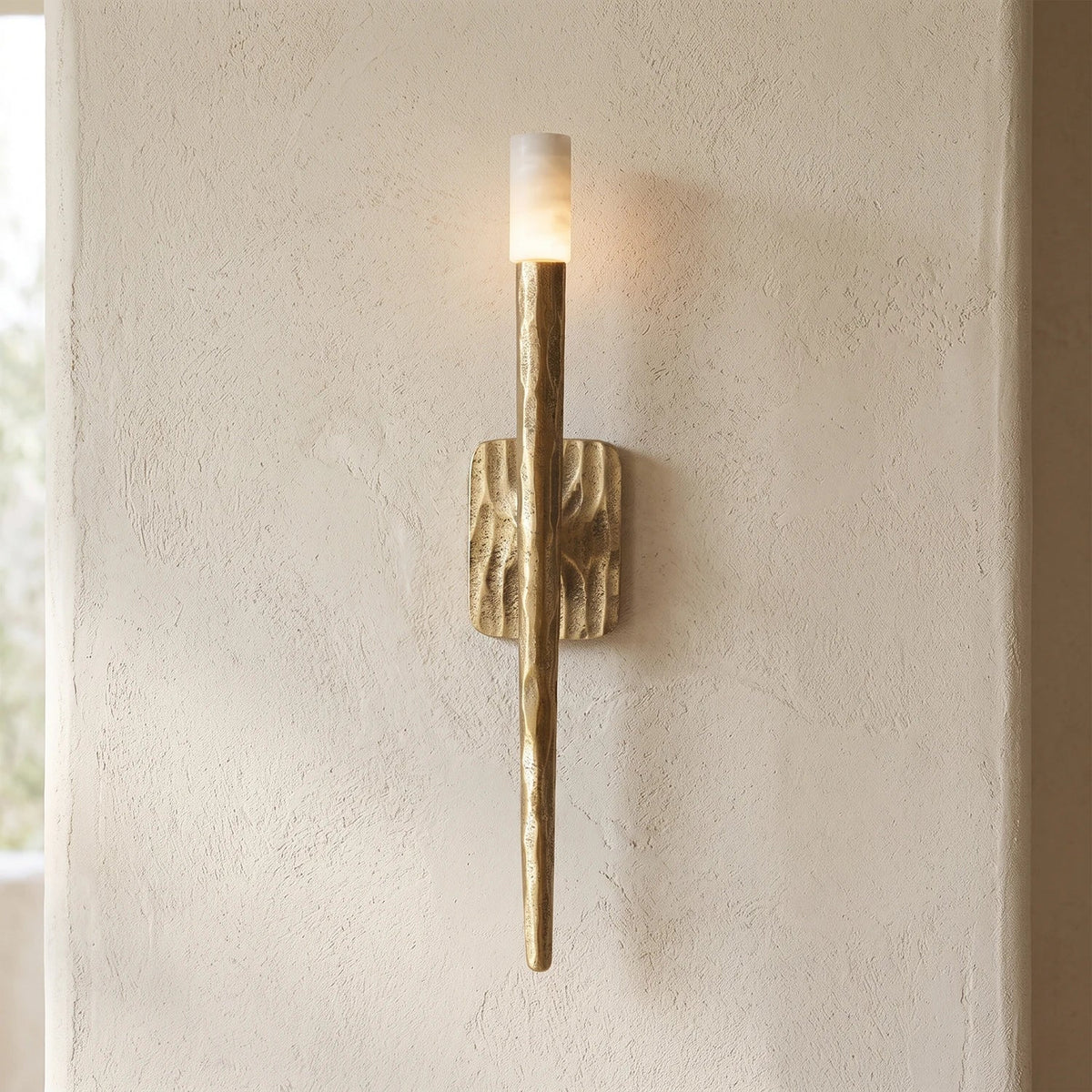 Hammered Torch Alabaster Wall Light