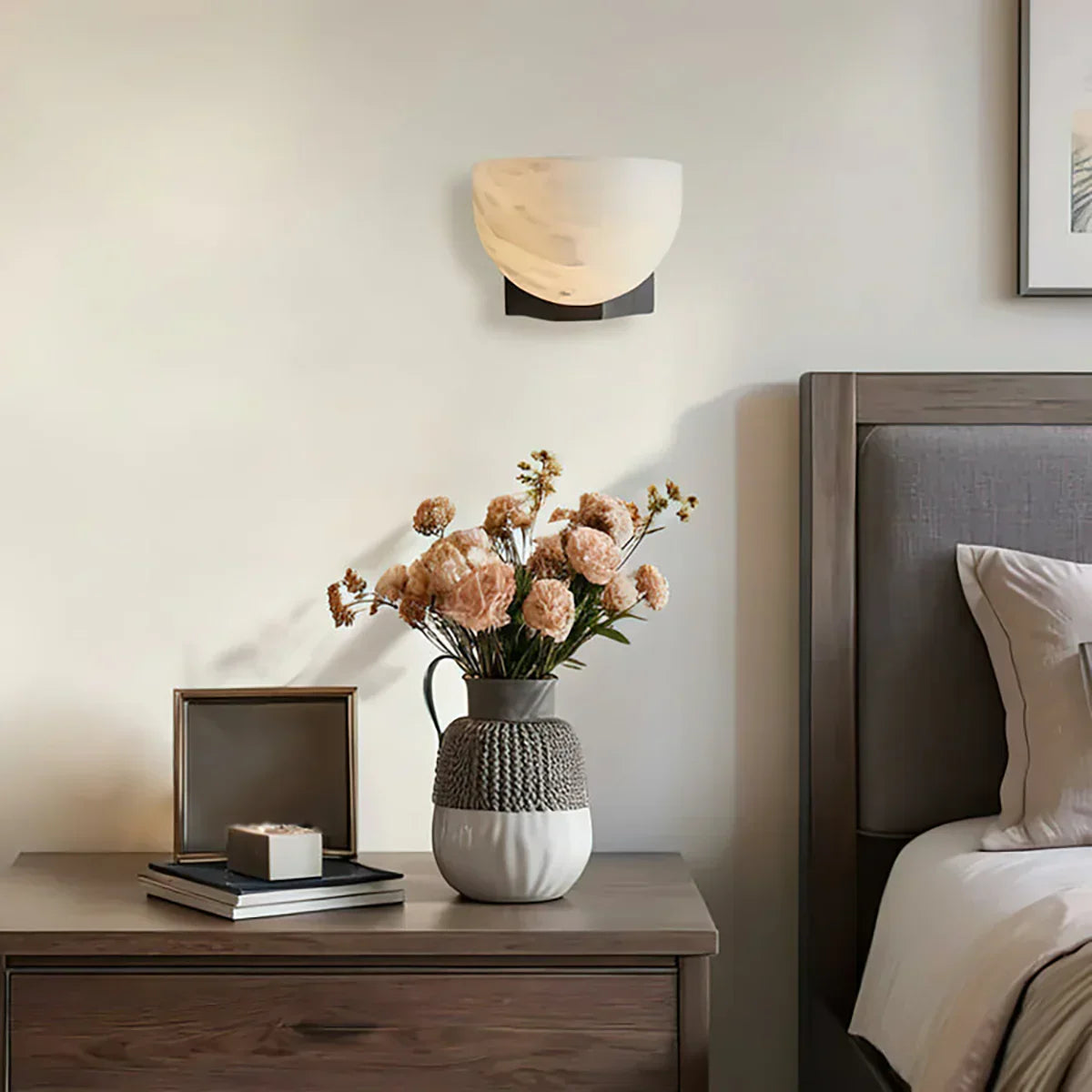 Hemispherical Alabaster Ath Wall Light