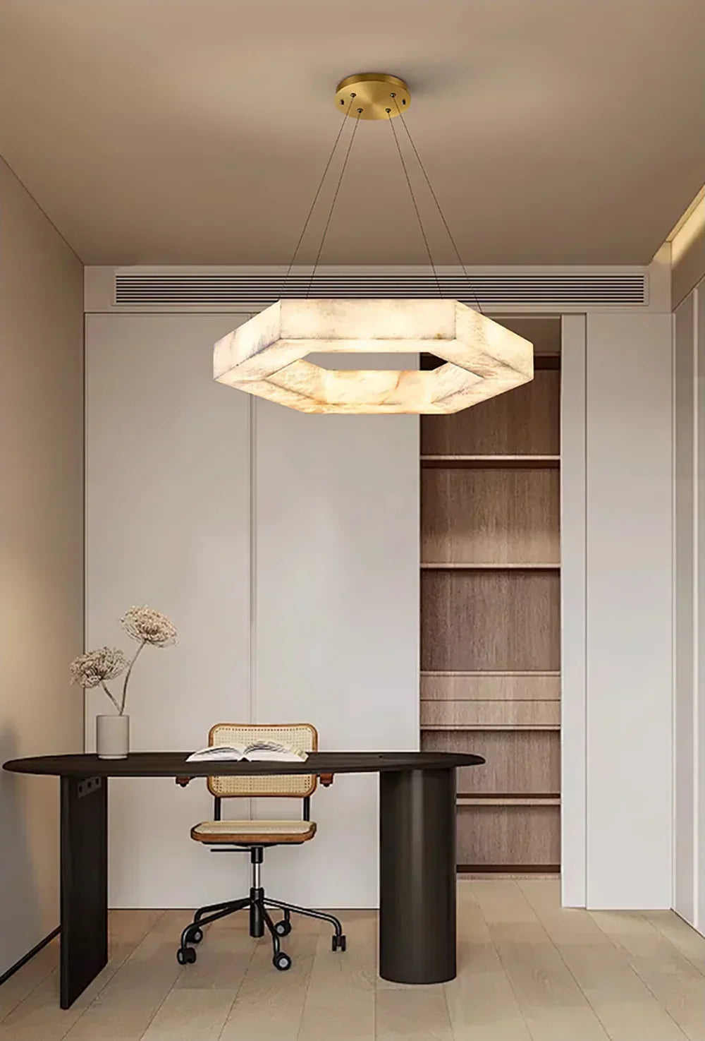 Hexagonal Alabaster Chandelier
