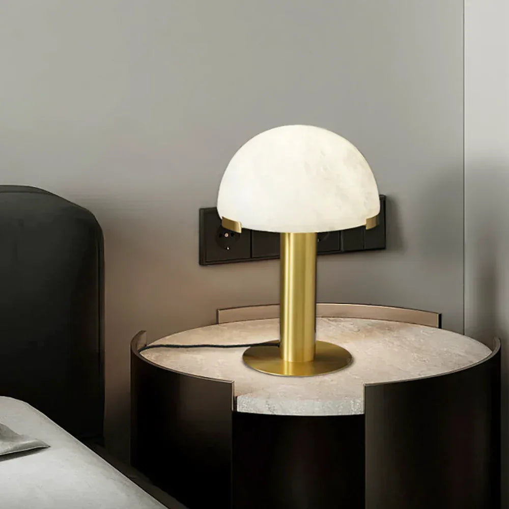 Hemispherical Alabaster Table Lamp
