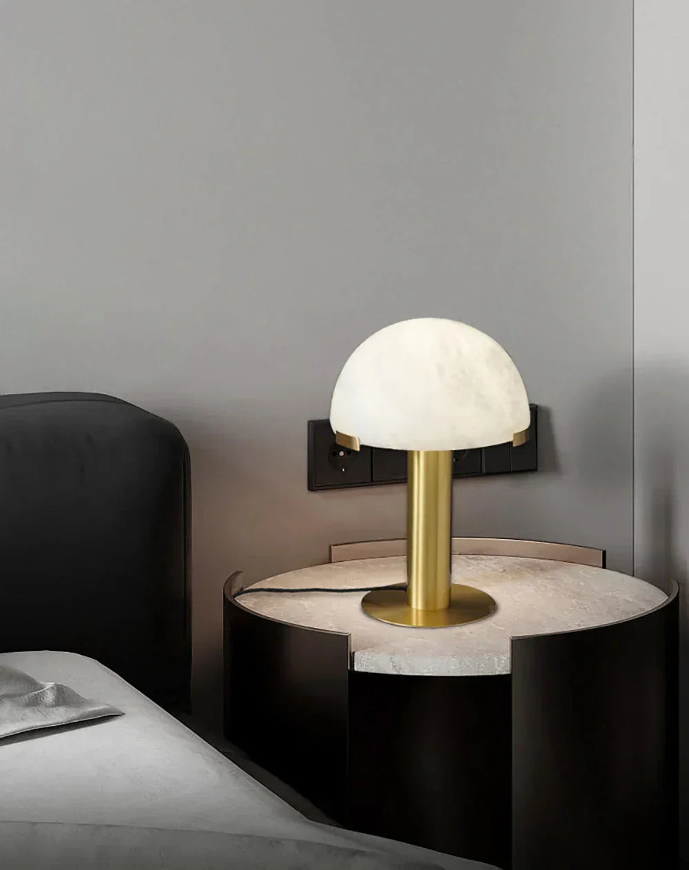 Hemispherical Alabaster Table Lamp