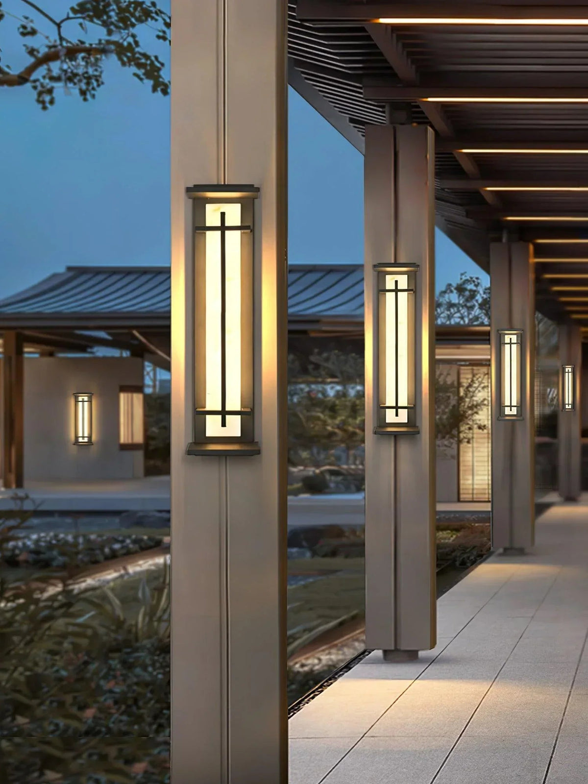 Imitation Alabaster Square Outdoor Wall Light