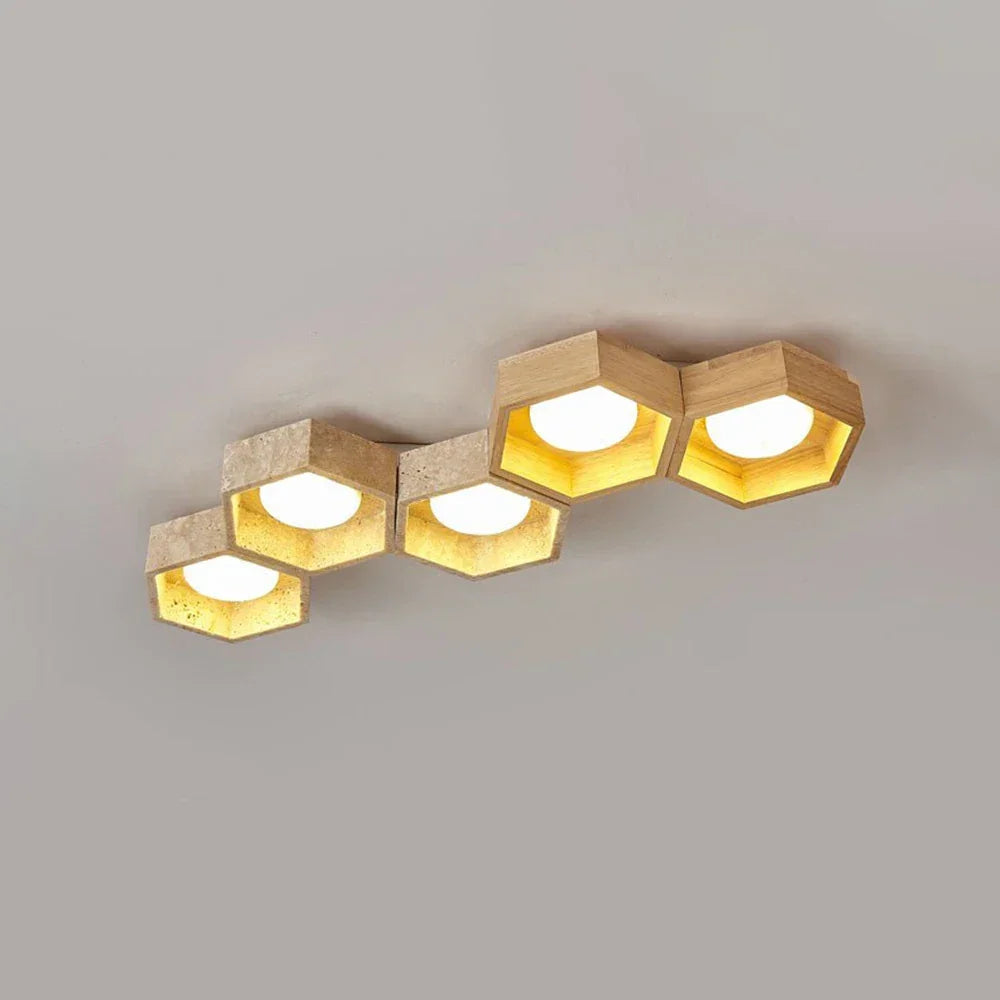 Honeycomb Hexagonal Travertine Ceiling Light