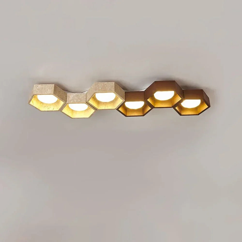 Honeycomb Hexagonal Travertine Ceiling Light