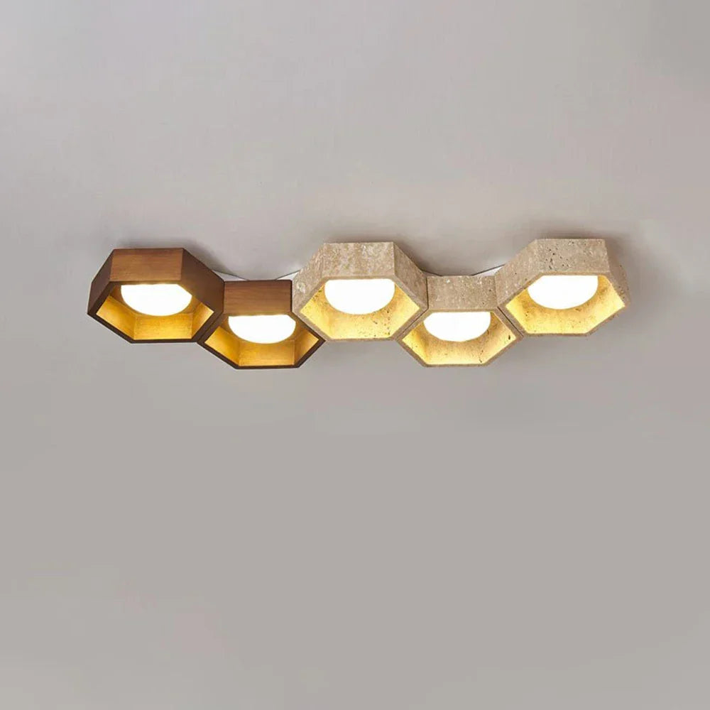 Honeycomb Hexagonal Travertine Ceiling Light