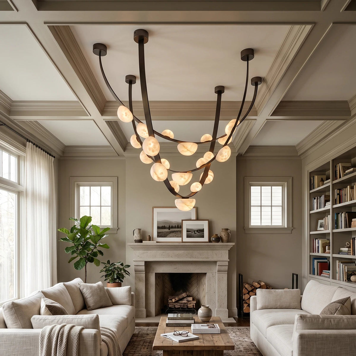 Isolde Draped Arc Alabaster Chandelier