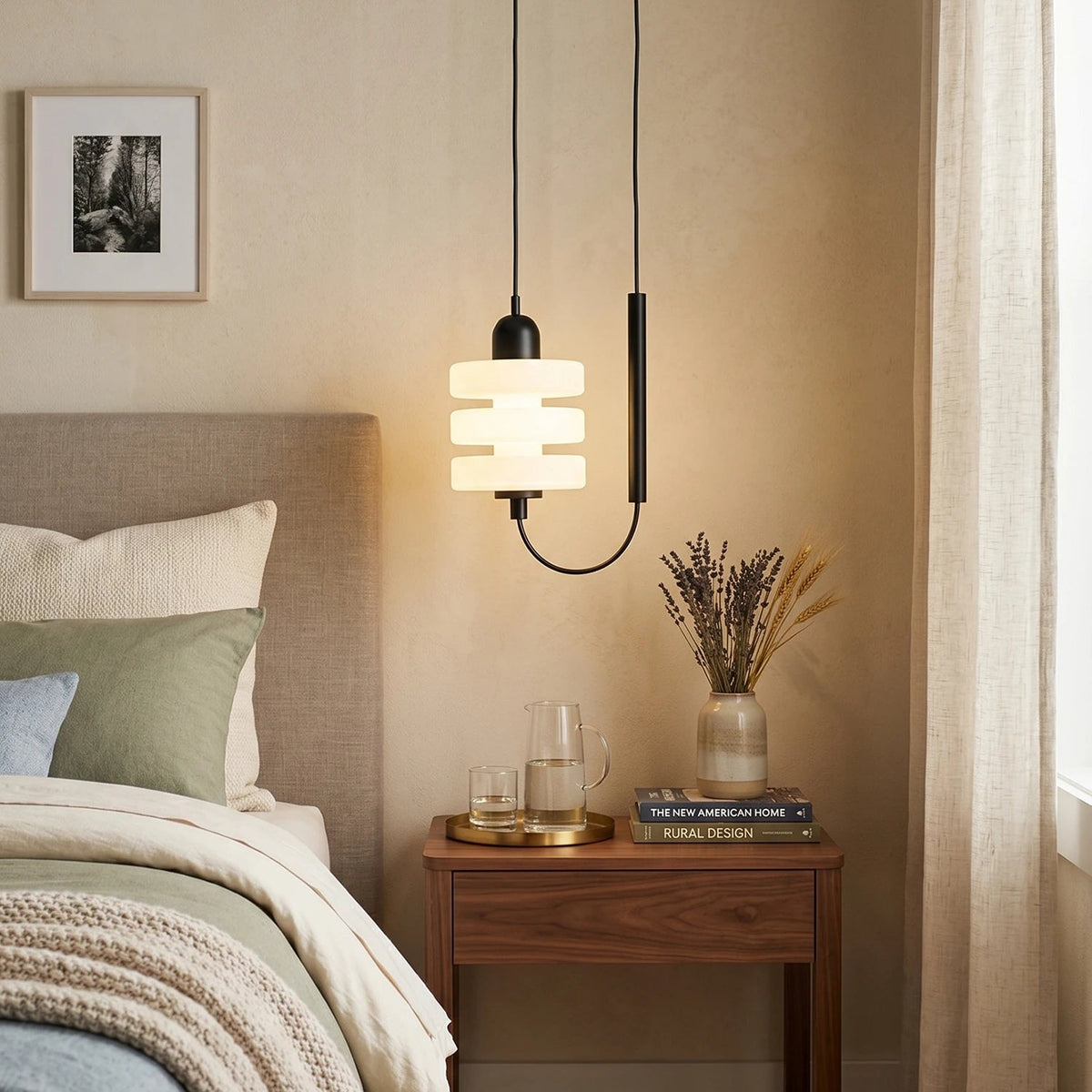 Japanese Minimalist Glass Pendant Light