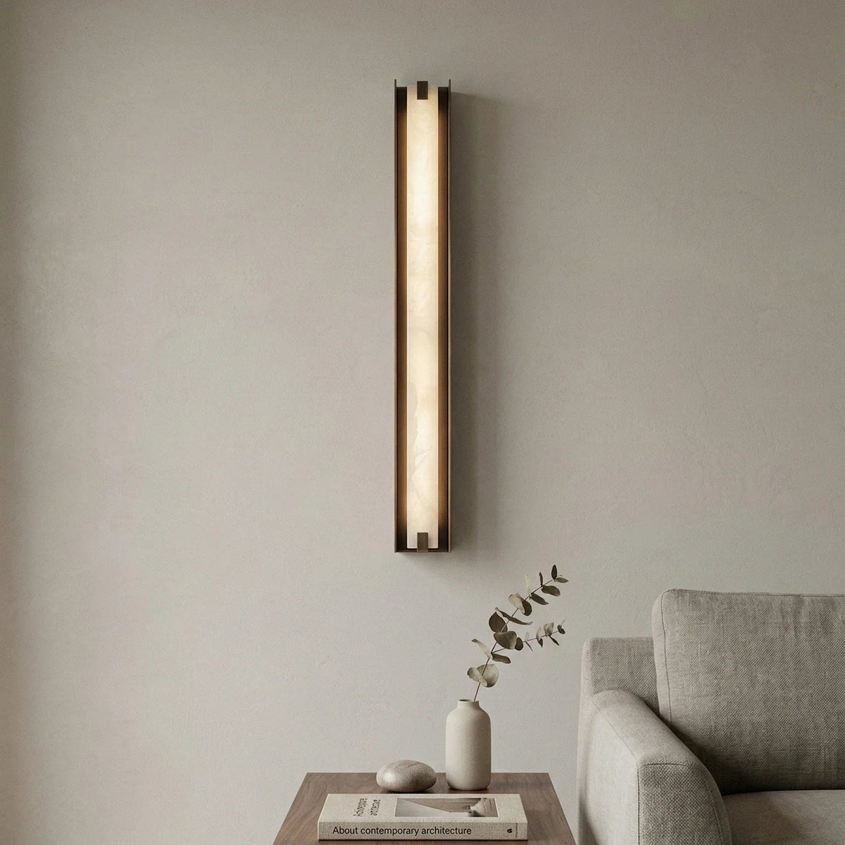 Linear Symmetry Alabaster Wall Sconce