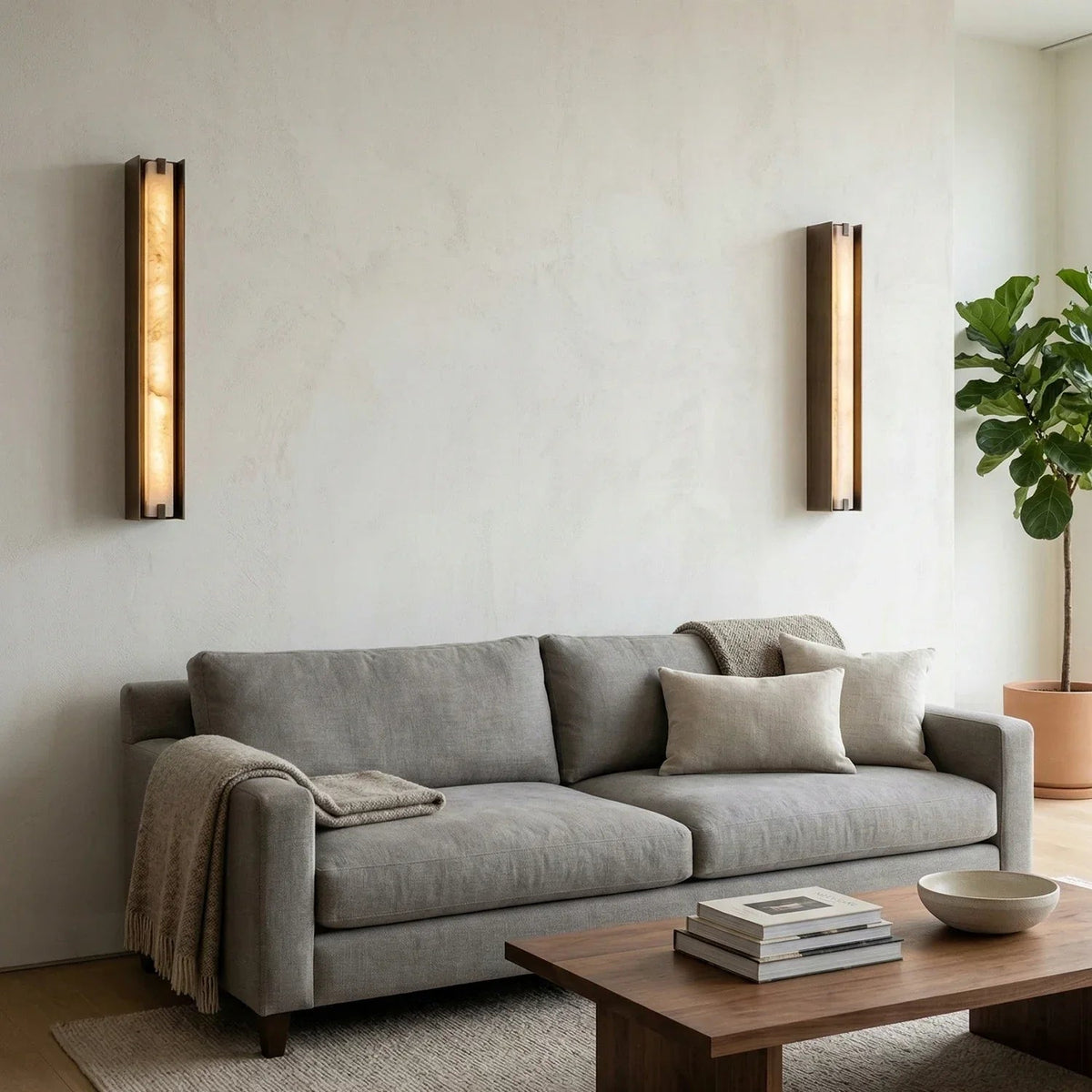 Linear Symmetry Alabaster Wall Sconce