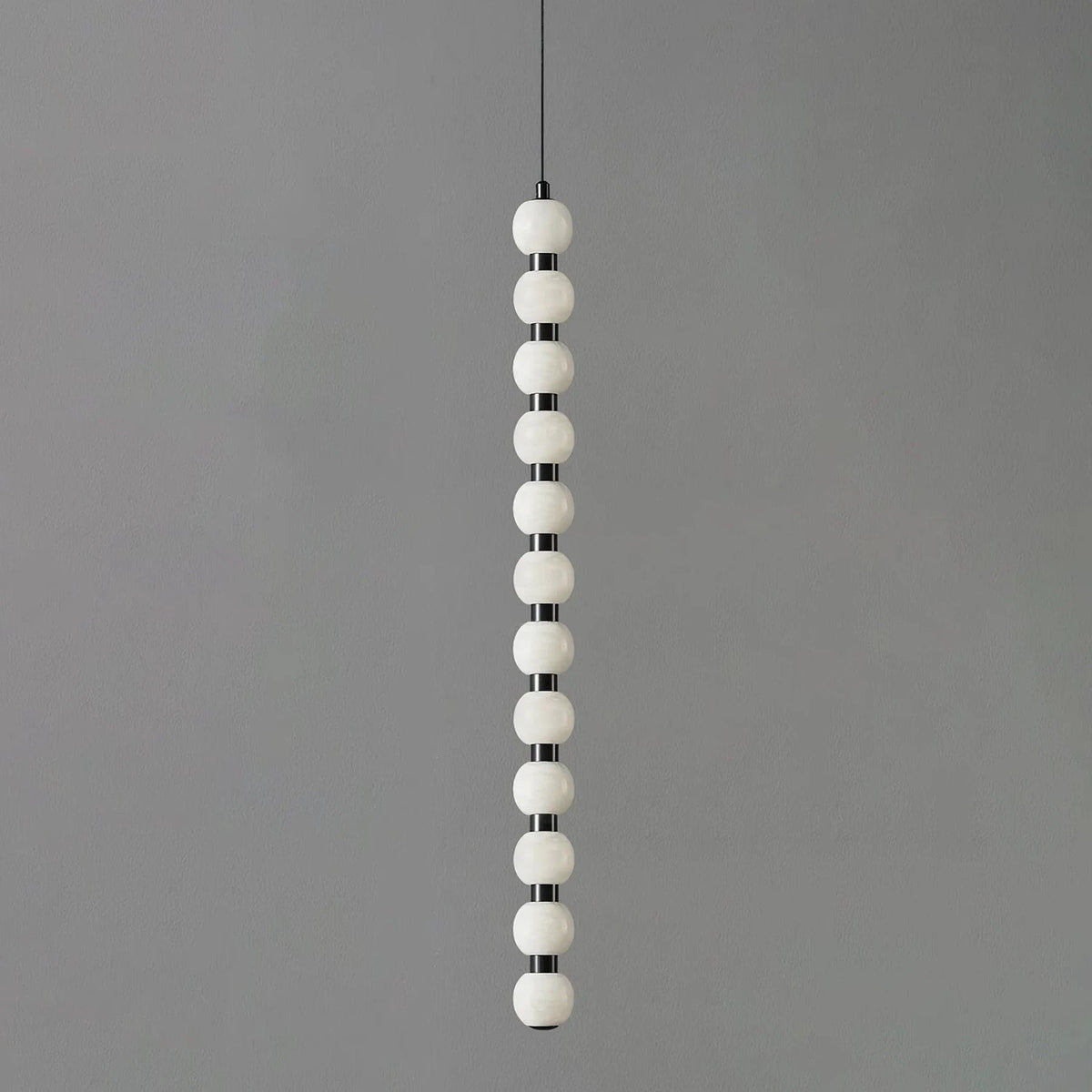 Linear Orbique Alabaster Bead Pendant Light