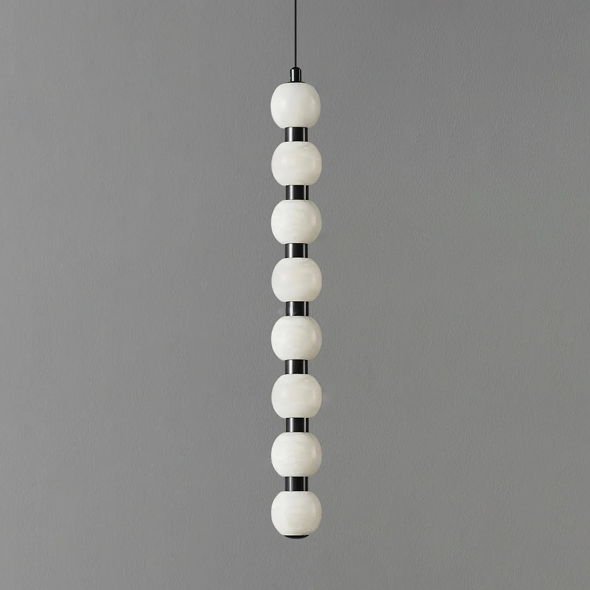 Linear Orbique Alabaster Bead Pendant Light